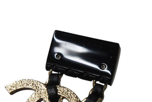 CHANEL Necklace B23C engraved Approx. 16.8g Total length approx. 60cm Coco Mark Matelasse Gold Black Metal Leather Resin Good Condition Used 4c071424