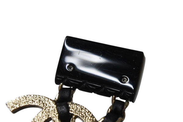 CHANEL Necklace B23C engraved Approx. 16.8g Total length approx. 60cm Coco Mark Matelasse Gold Black Metal Leather Resin Good Condition Used 4c071424