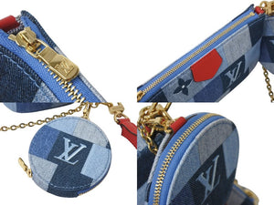 極美品 LOUIS VUITTON ルイヴィトン ミュルティポシェット アクセソワール アクセサリーポーチ M44990 デニム モノグラム 中古 4c071432