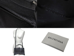 極美品 BALENCIAGA バレンシアガ ハンドバッグ アワーグラス 619669 ブラック シルバー金具 中古 4c071435