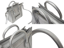 Load image into Gallery viewer, 極美品 CELINE セリーヌ ラゲージ ナノ 2WAY ショルダーバッグ ハンドバッグ イタリア製 レザー シルバー シルバー金具 中古 4c071436