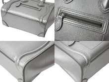 Load image into Gallery viewer, 極美品 CELINE セリーヌ ラゲージ ナノ 2WAY ショルダーバッグ ハンドバッグ イタリア製 レザー シルバー シルバー金具 中古 4c071436
