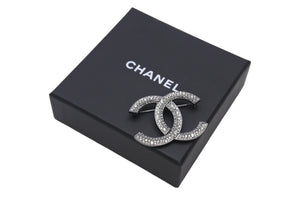 極美品 CHANEL シャネル DOUBLE C BROCHE ダブル C ブローチ レディース シルバー 金属 中古 4c071444