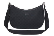 Load image into Gallery viewer, GUCCI グッチ GG柄 ハンドバック ショルダーバッグ 122790 キャンバス レザー ブラック シルバー金具 美品 中古 4c071459