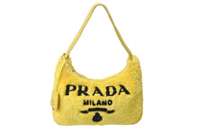 Load image into Gallery viewer, PRADA プラダ ホーボー ハンドバッグ 1NE515 トライアングルロゴ イエロー ブラック テリークロス シルバー金具 美品 中古 4c071461