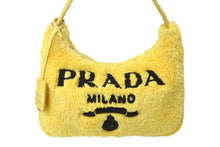 Load image into Gallery viewer, PRADA プラダ ホーボー ハンドバッグ 1NE515 トライアングルロゴ イエロー ブラック テリークロス シルバー金具 美品 中古 4c071461