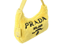 Load image into Gallery viewer, PRADA プラダ ホーボー ハンドバッグ 1NE515 トライアングルロゴ イエロー ブラック テリークロス シルバー金具 美品 中古 4c071461