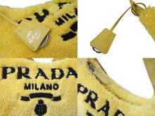 Load image into Gallery viewer, PRADA プラダ ホーボー ハンドバッグ 1NE515 トライアングルロゴ イエロー ブラック テリークロス シルバー金具 美品 中古 4c071461