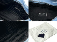 画像をギャラリービューアに読み込む, 極美品 PRADA プラダ ホーボー ハンドバッグ 1NE515 トライアングルロゴ ブルー ブラック テリークロス シルバー金具 中古 4c071462
