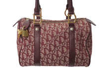 画像をギャラリービューアに読み込む, Christian Dior ディオール ハンドバッグ カバン スピーディ 25cm ボストン トロッター レッド ジャガード 美品 中古 4c071463