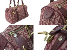 画像をギャラリービューアに読み込む, Christian Dior ディオール ハンドバッグ カバン スピーディ 25cm ボストン トロッター レッド ジャガード 美品 中古 4c071463