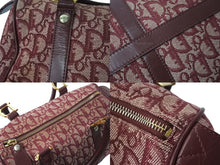 画像をギャラリービューアに読み込む, Christian Dior ディオール ハンドバッグ カバン スピーディ 25cm ボストン トロッター レッド ジャガード 美品 中古 4c071463