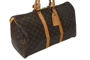 LOUIS VUITTON ルイヴィトン モノグラム キーポル45 ボストンバッグ M41428 ブラウン ゴールド金具 美品 中古 4c071467