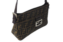 画像をギャラリービューアに読み込む, FENDI フェンディ ズッカ柄 マンマバケット ワンショルダーバッグ コットンキャンバス レザー シルバー金具 美品 中古 4c071474