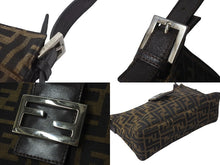 画像をギャラリービューアに読み込む, FENDI フェンディ ズッカ柄 マンマバケット ワンショルダーバッグ コットンキャンバス レザー シルバー金具 美品 中古 4c071474