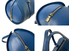 画像をギャラリービューアに読み込む, LOUIS VUITTON ルイヴィトン スフロ ハンドバッグ バレルバッグ 筒型 M52862 エピレザー ブルー ゴールド金具 美品 中古 4c071490
