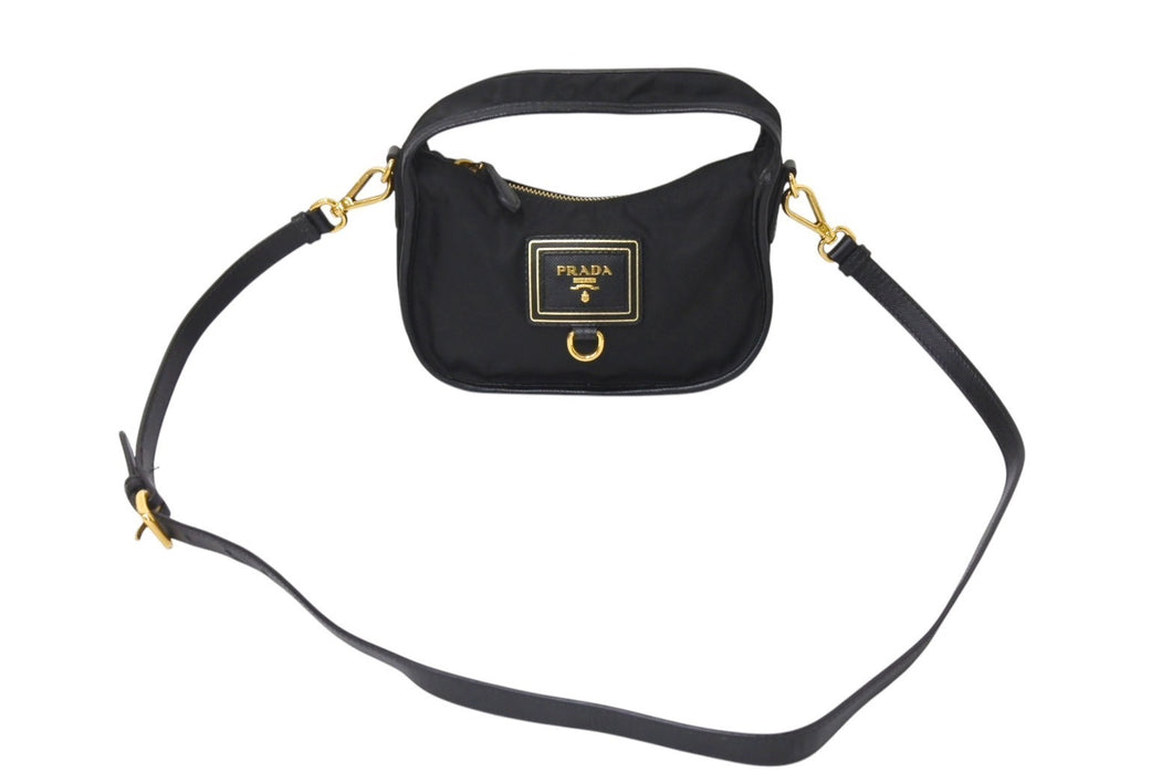 PRADA プラダ ハンドバック TESSUTO ORO 2WAY ショルダーバッグ ナイロン BN1409 ブラック 黒 美品 中古 4c071493