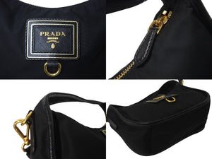 PRADA プラダ ハンドバック TESSUTO ORO 2WAY ショルダーバッグ ナイロン BN1409 ブラック 黒 美品 中古 4c071493