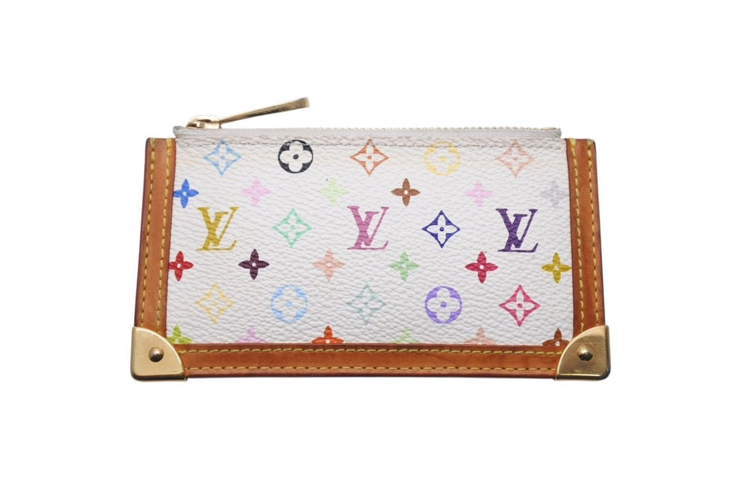 LOUIS VUITTON ルイヴィトン ポシェット クレ コインケース M92655 モノグラム マルチカラー ホワイト 美品 中古 4c071519