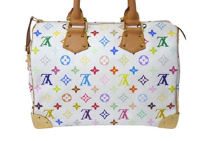 LOUIS VUITTON ルイヴィトン スピーディ30 ハンドバッグ M92643 モノグラム マルチカラー 村上隆 ホワイト 美品 中古 4c071521