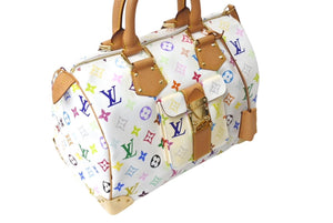 LOUIS VUITTON ルイヴィトン スピーディ30 ハンドバッグ M92643 モノグラム マルチカラー 村上隆 ホワイト 美品 中古 4c071521