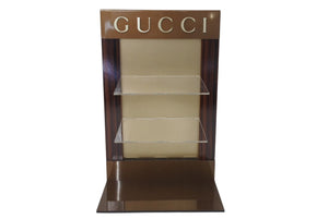 GUCCI Gucci Display Not for Sale Miscellaneous Goods Holder Rare Brand Logo Brown Wood Plastic Good Condition Used 4c071522