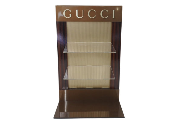 GUCCI Gucci Display Not for Sale Miscellaneous Goods Holder Rare Brand Logo Brown Wood Plastic Good Condition Used 4c071522
