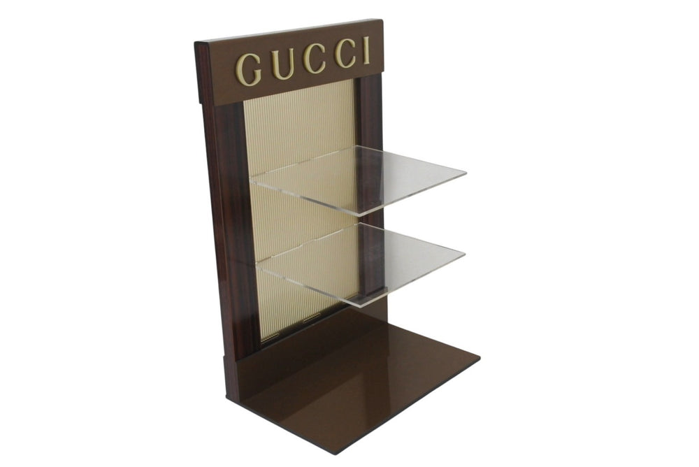GUCCI グッチ ディスプレイ 非売品 雑貨 小物置き 希少 レア ブランドロゴ ブラウン ウッド プラスチック 美品 中古 4c071522