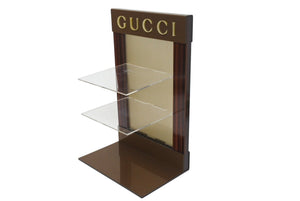 GUCCI Gucci Display Not for Sale Miscellaneous Goods Holder Rare Brand Logo Brown Wood Plastic Good Condition Used 4c071522
