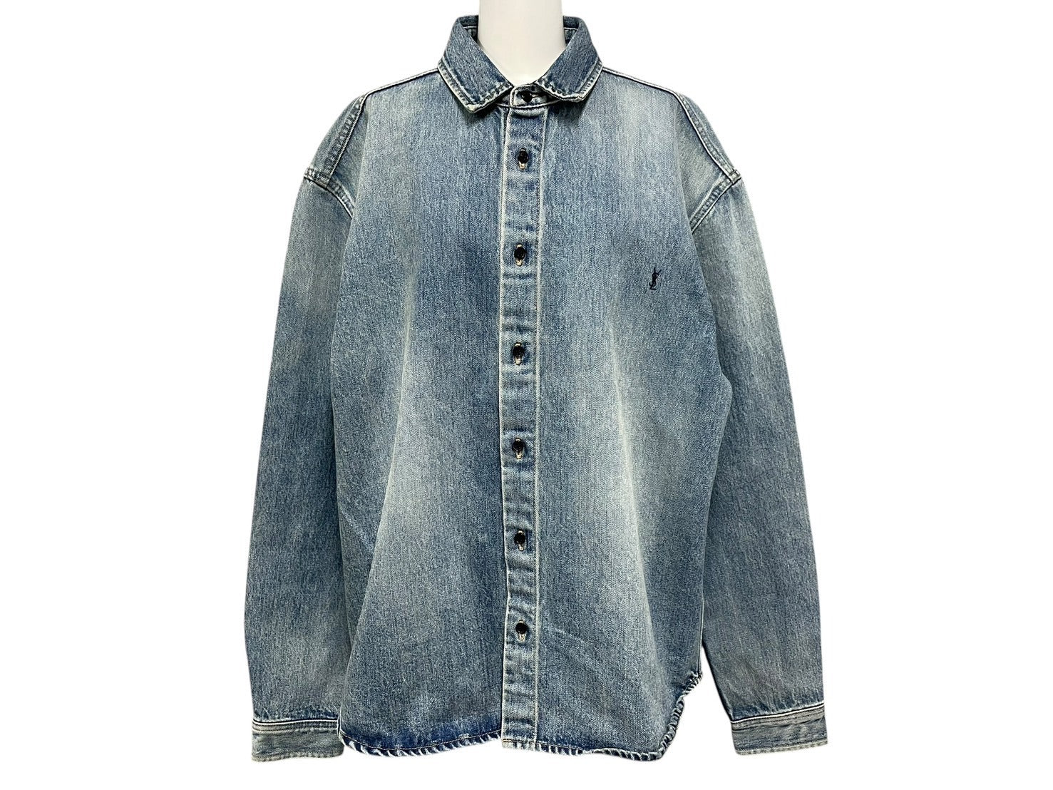 極美品／SAINT LAURENT PARIS ロゴ刺繍 長袖シャツ ストライプ ストライプシャツ レッド | Saint Laurent | YSL JA-JP