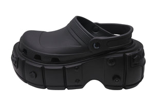 極美品 BALENCIAGA バレンシアガ ミュール HARDCROCS ハード クロックス ロゴ サンダル 2024SS ブラック サイズ43 中古 4c071543