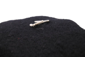 CHANEL Chanel beret hat here mark embroidery black white felt Head circumference approx. 55cm Good condition Used 4c071547