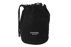 新品未使用 CHANEL シャネル ポーチ 巾着 ブランドロゴ キャンバス ブラック ホワイト 4c071559