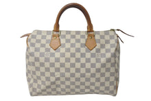 画像をギャラリービューアに読み込む, LOUIS VUITTON ルイヴィトン スピーディ30 ダミエ ハンドバッグアズール N41533 ホワイト ベージュ 中古 4c071562