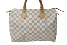 画像をギャラリービューアに読み込む, LOUIS VUITTON ルイヴィトン スピーディ30 ダミエ ハンドバッグアズール N41533 ホワイト ベージュ 中古 4c071562