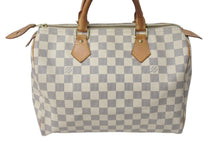 画像をギャラリービューアに読み込む, LOUIS VUITTON ルイヴィトン スピーディ30 ダミエ ハンドバッグアズール N41533 ホワイト ベージュ 中古 4c071562