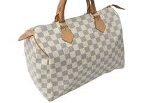 画像をギャラリービューアに読み込む, LOUIS VUITTON ルイヴィトン スピーディ30 ダミエ ハンドバッグアズール N41533 ホワイト ベージュ 中古 4c071562
