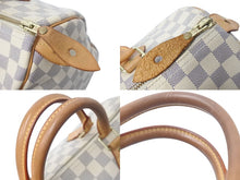 画像をギャラリービューアに読み込む, LOUIS VUITTON ルイヴィトン スピーディ30 ダミエ ハンドバッグアズール N41533 ホワイト ベージュ 中古 4c071562