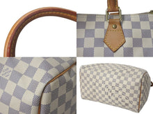 画像をギャラリービューアに読み込む, LOUIS VUITTON ルイヴィトン スピーディ30 ダミエ ハンドバッグアズール N41533 ホワイト ベージュ 中古 4c071562