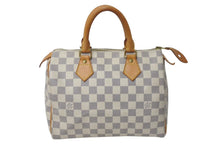 画像をギャラリービューアに読み込む, LOUIS VUITTON ルイヴィトン ハンドバッグ スピーディ25 ダミエアズール N41534 ホワイト グレー ゴールド金具 美品 中古 4c071568