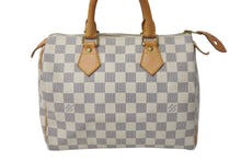 画像をギャラリービューアに読み込む, LOUIS VUITTON ルイヴィトン ハンドバッグ スピーディ25 ダミエアズール N41534 ホワイト グレー ゴールド金具 美品 中古 4c071568