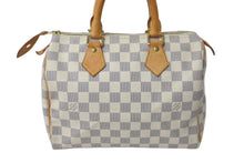 画像をギャラリービューアに読み込む, LOUIS VUITTON ルイヴィトン ハンドバッグ スピーディ25 ダミエアズール N41534 ホワイト グレー ゴールド金具 美品 中古 4c071568