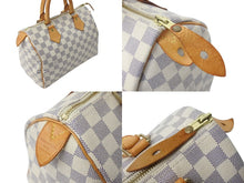 画像をギャラリービューアに読み込む, LOUIS VUITTON ルイヴィトン ハンドバッグ スピーディ25 ダミエアズール N41534 ホワイト グレー ゴールド金具 美品 中古 4c071568