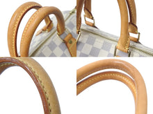 画像をギャラリービューアに読み込む, LOUIS VUITTON ルイヴィトン ハンドバッグ スピーディ25 ダミエアズール N41534 ホワイト グレー ゴールド金具 美品 中古 4c071568