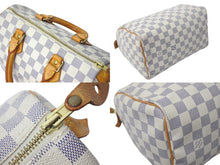 画像をギャラリービューアに読み込む, LOUIS VUITTON ルイヴィトン ハンドバッグ スピーディ25 ダミエアズール N41534 ホワイト グレー ゴールド金具 美品 中古 4c071568