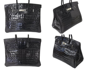 Very good condition HERMES Birkin 35 black Niloticus silver hardware handbag □G stamp used 4c072644