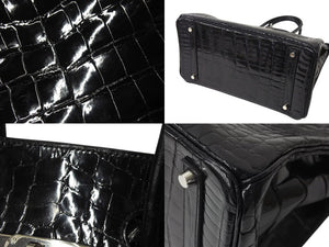 Very good condition HERMES Birkin 35 black Niloticus silver hardware handbag □G stamp used 4c072644