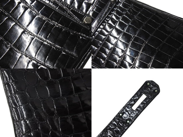 Very good condition HERMES Birkin 35 black Niloticus silver hardware handbag □G stamp used 4c072644