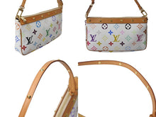 Load image into Gallery viewer, 極美品 LOUIS VUITTON ルイヴィトン モノグラム マルチカラー ポシェット アクセソワール アクセサリーポーチ M92649 村上隆 ホワイト 中古 4c071600