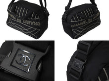 画像をギャラリービューアに読み込む, CHANEL シャネル スポーツライン ショルダーバッグ 10番台 2WAY ココマーク ステッチ ナイロン ブラック ホワイト 美品 中古 4c071606